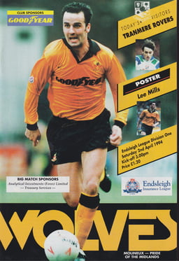 Wolverhampton Wanderers v Tranmere Rovers programme cover